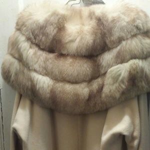 Vintage wool w/fur, faux shoulder wrap & faux full